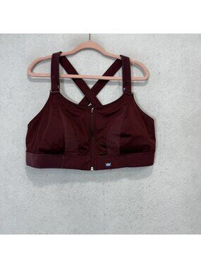 Shefit Ultimate Sports Bra Womens 4Luxe Red Zip Front Crossback High Impact